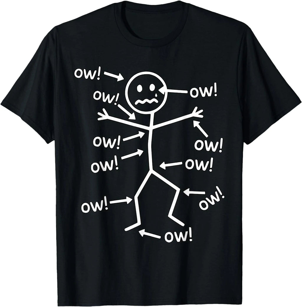 Funny Ow Ow Ow Ow Saying Body Pain Character Humor Sarcastic T-Shirt