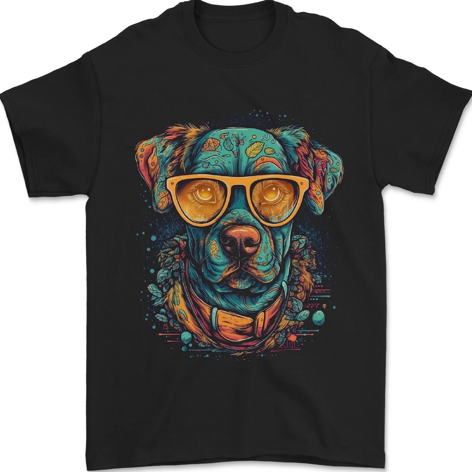 A Cool Dog With Glasses Mens T-Shirt 100% Cotton