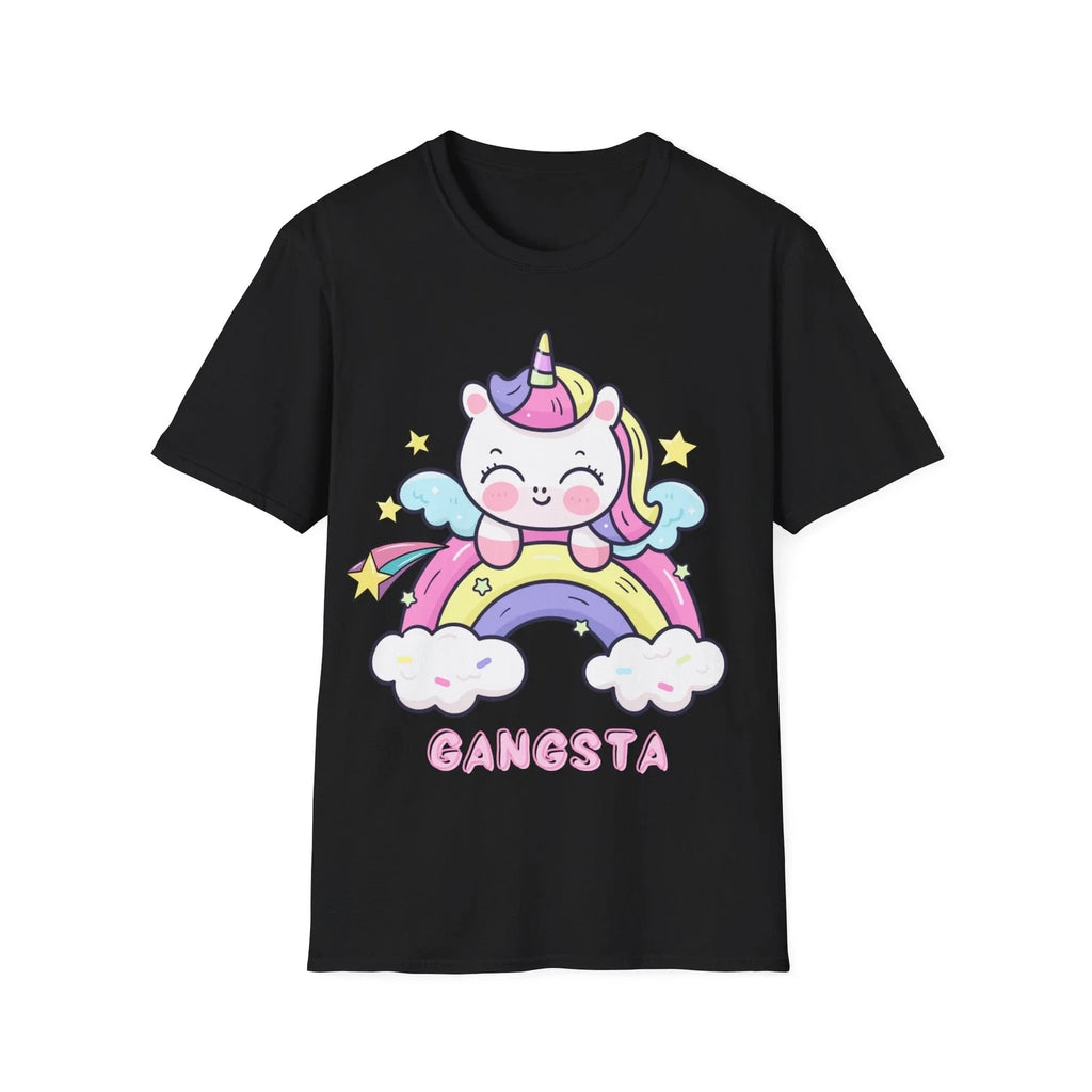 Gangsta Ironic Funny T-shirt, Unicorn Sarcastic Shirt Gift,  Softstyle T-Shirt