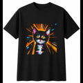 Colourful Kitten Sunbeams Cat Cute Mens T-Shirt Black 100% Cotton Adorable Tee
