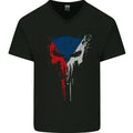 Czech Skull Gym Training Bodybuilding Mens V-Neck Cotton T-Shirt