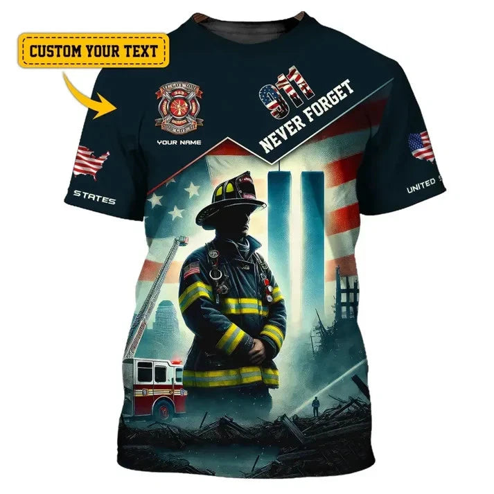 Custom Name Firefighter 3D T-Shirt, Firefighter Memorial 3D T-Shirt BS1778