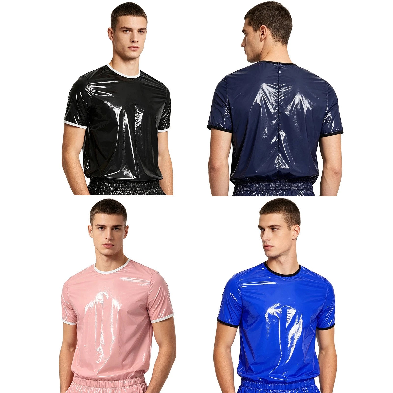 Men Top Round Neck T-shirt Daily Wear Tops Carnival Contrasting Workout Trim