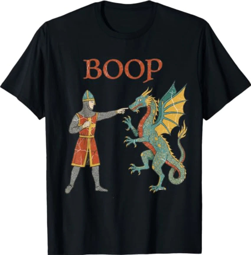 Boop Medieval Times Art Knight Dragon Funny T-Shirt