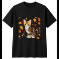 Graphic Kitten in Autumn Cat Mens T-Shirt Black 100% Cotton Kawaii Birthday
