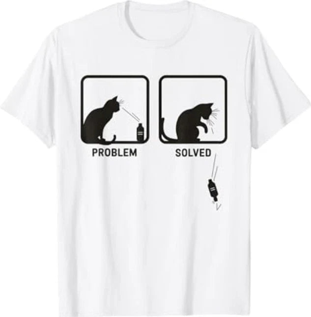 Problem Solved Funny Sarcastic Cat Graphic T-Shirt