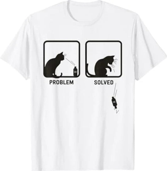 Problem Solved Funny Sarcastic Cat Graphic T-Shirt