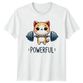 Powerful T-Shirt Cute Cat Weightlifting Gym Birthday Gift For Him And Her