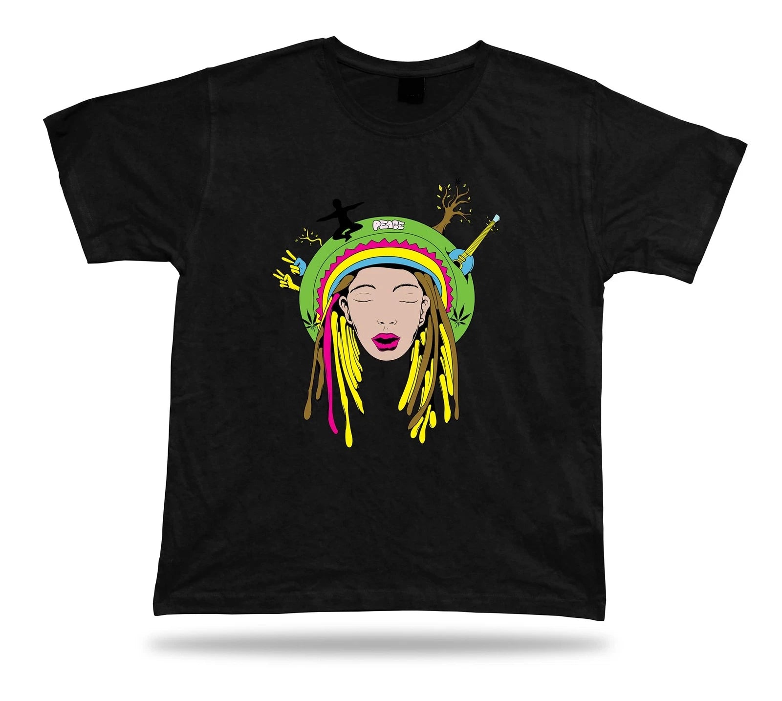 Raggae Girl Peace Nature Music stylish modern t shirt design awesome cool idea