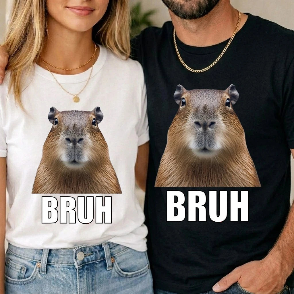 Bruh Capybara T-Shirt Cute Capybara Meme Unisex Kids Top Tee