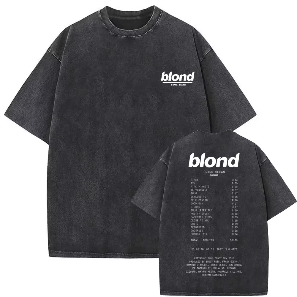 Washed Vintage Rapper Frank Oversized Tshirt Blond Graphic T-Shirts