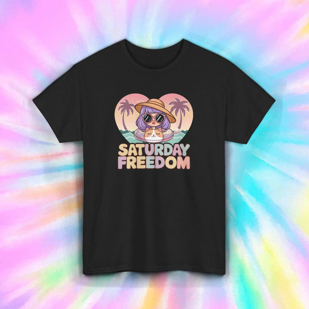 Saturday Freedom Shirt Girl Float Retro Beach Weekend Tee S-5XL