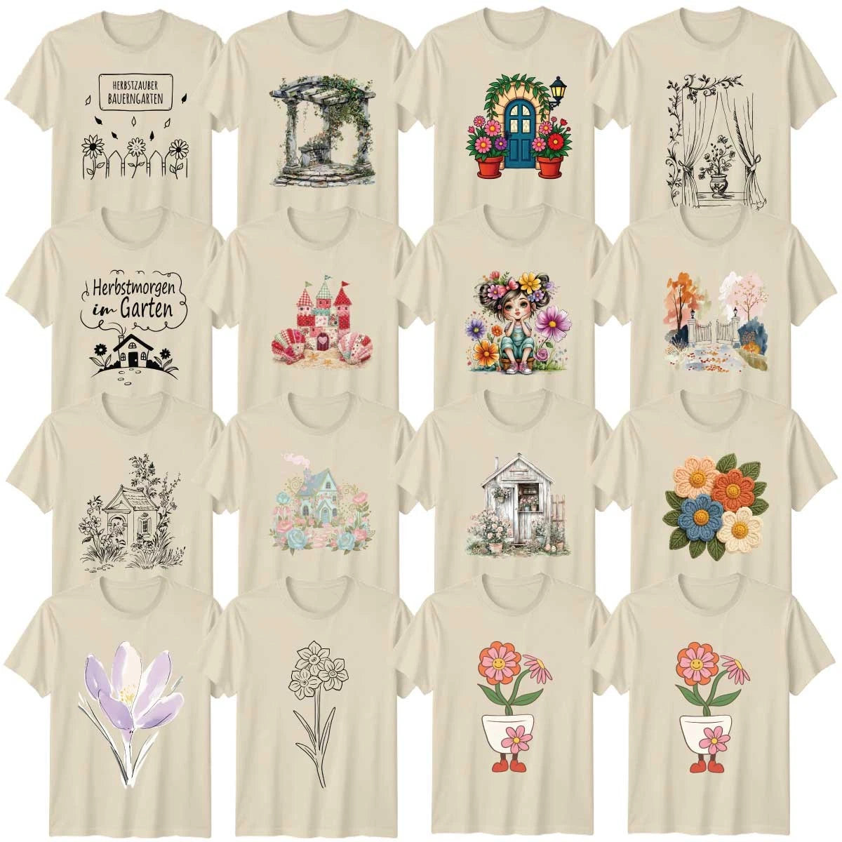 Boho Cottage Garden Floral Adult T-Shirt Cottagecore Garden Lover Gift