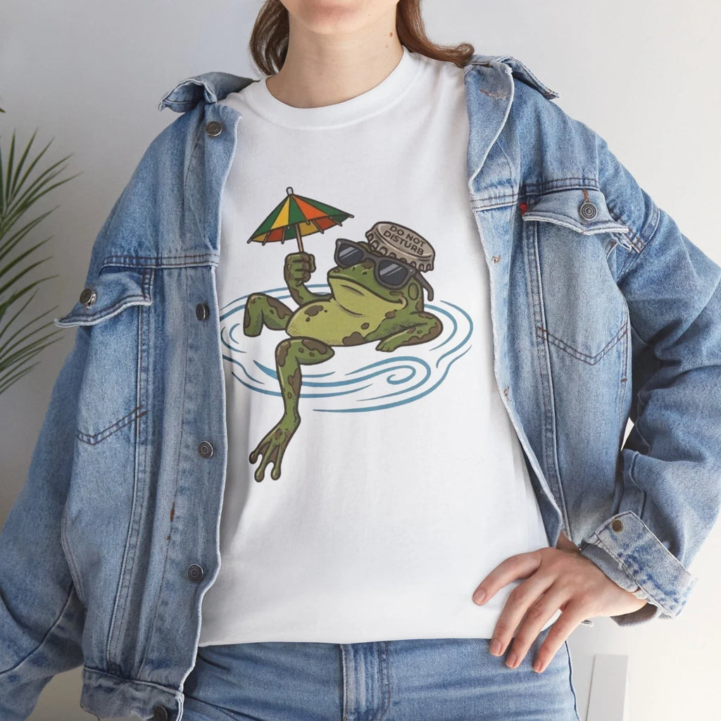 Relaxing Frog Floating, T-Shirt | Lazy Frog Illustration