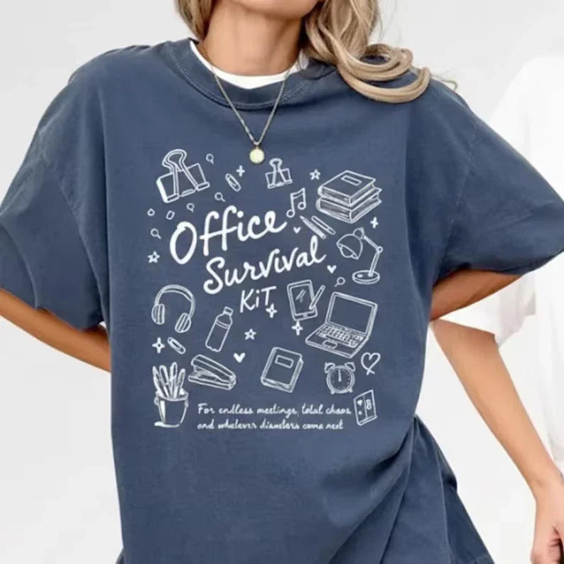 Funny Office Survival Kit New Job Worker Humor Coworker Comfort Tee Gift
