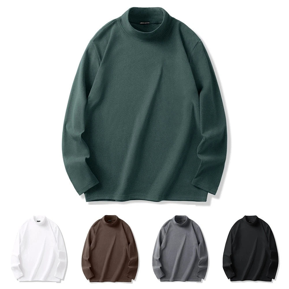 Men Casual Long Sleeve Half Turtleneck T Shirt Loose Fit for Daily Wear