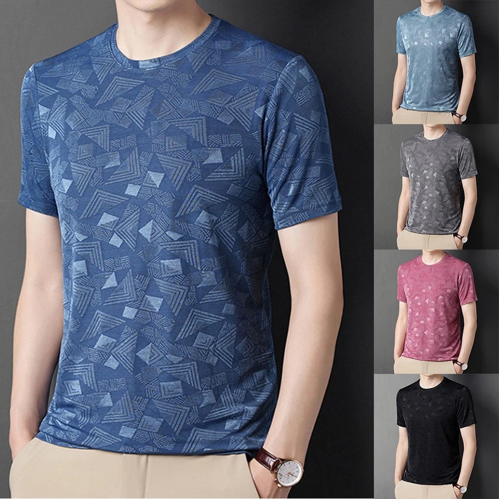 Short Sleeve Round Neck Men's Slim Fit T-Shirt for Casual Outfit Layering