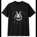 Graphic Lop Rabbit with Roses Cute Mens T-Shirt Black 100% Cotton Adorable Tee