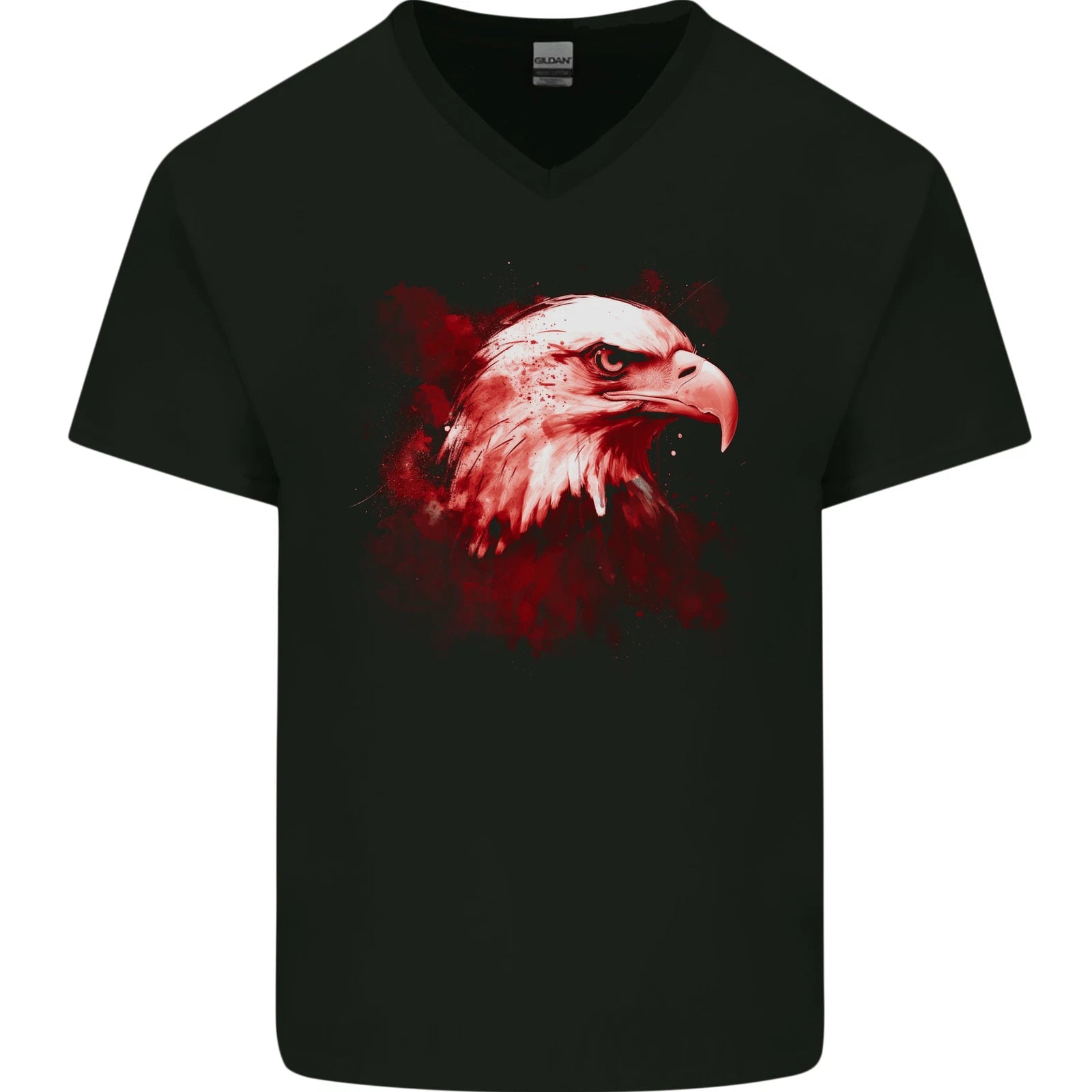 Eagle Head Watercolour Mens V-Neck Cotton T-Shirt