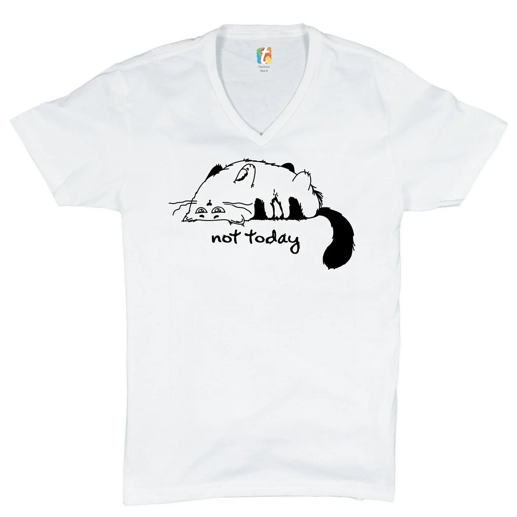Lazy Kitty Not Today V-Neck T-shirt Kitten Cat Lovers Funny Tee