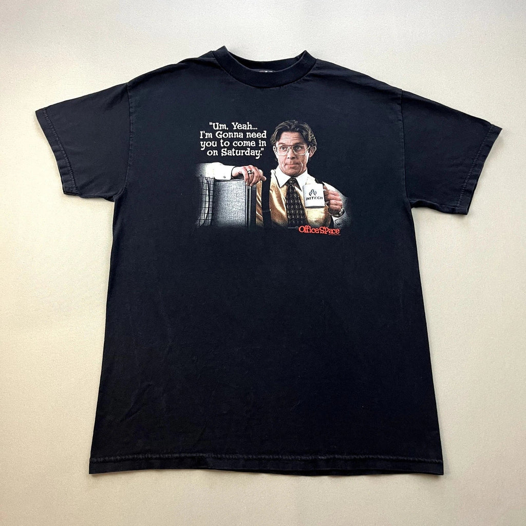 Vintage Office Space T-Shirt Adult Medium Black Movie Come In Saturday y2k 2004