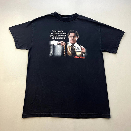 Vintage Office Space T-Shirt Adult Medium Black Movie Come In Saturday y2k 2004