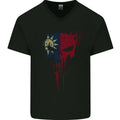 Taiwan Skull Gym Training Bodybuilding Mens V-Neck Cotton T-Shirt