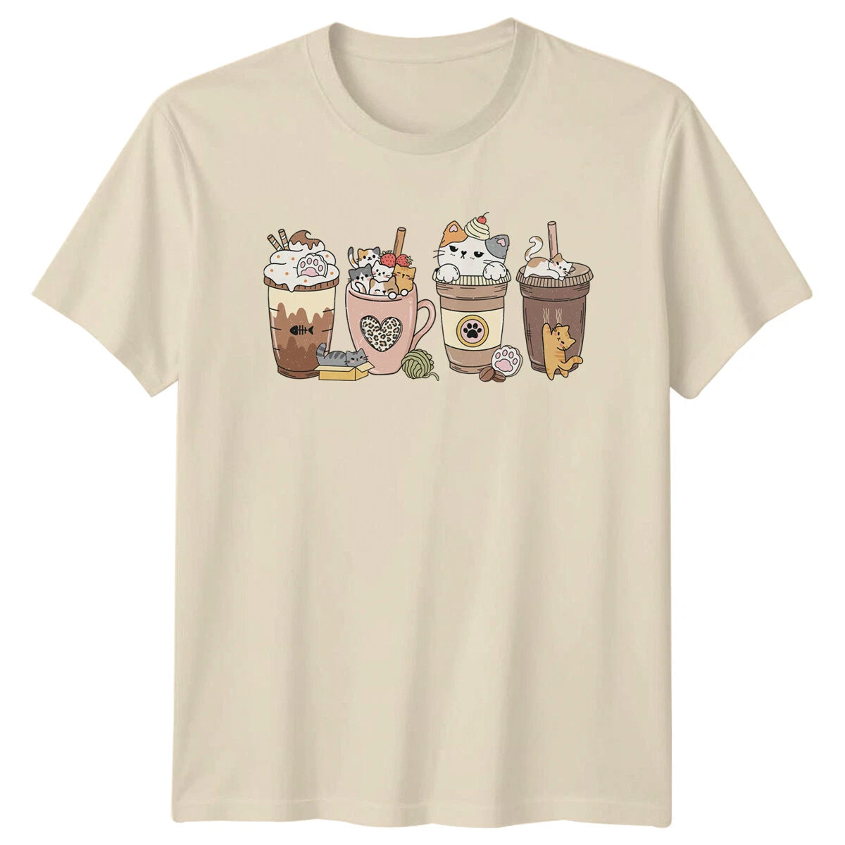 Coffee Cats T-Shirt Cute Kitten Latte Graphic Tee Cat Lover Gift