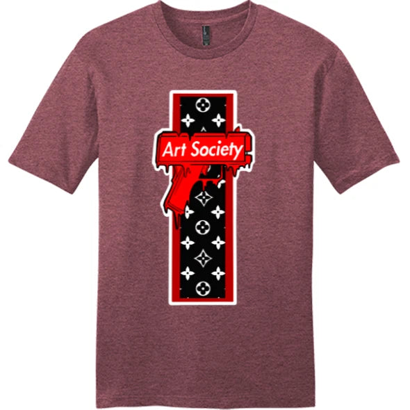 NEW Art Society SUPER DRIP Tee Shirt HEATHER CARDINAL SMALL-4XLARGE MADE IN USA