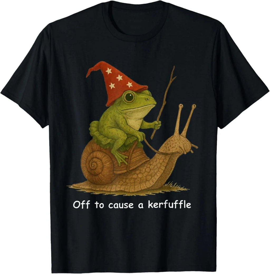 Whimsical Frog Wizard Off to Cause A Kerfuffle Meme Frog T-Shirt