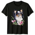 Chihuahua Dog Flowers Watercolor Portrait Pet Lover T-Shirt