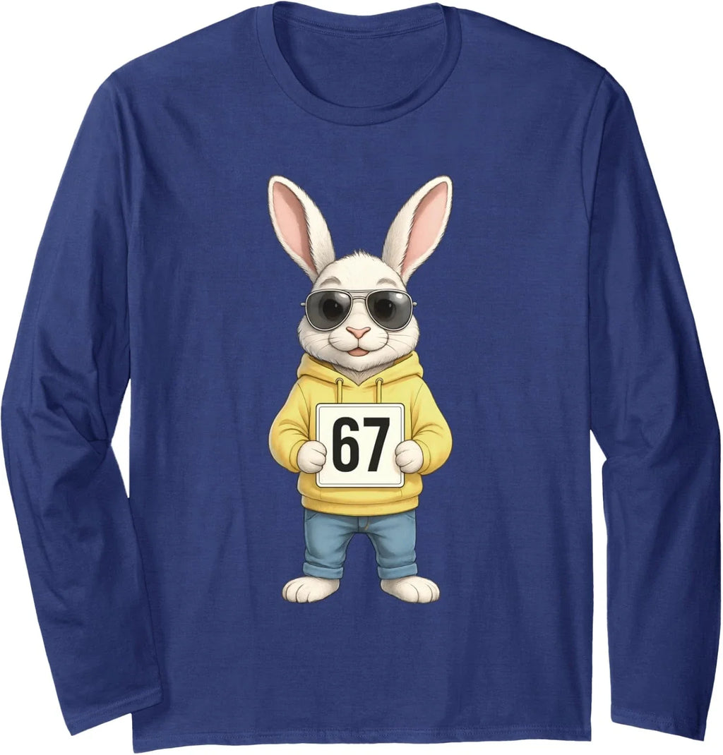 Six Seven Rabbit Meme 6 7 Funny Easter Day Long Sleeve T-Shirt