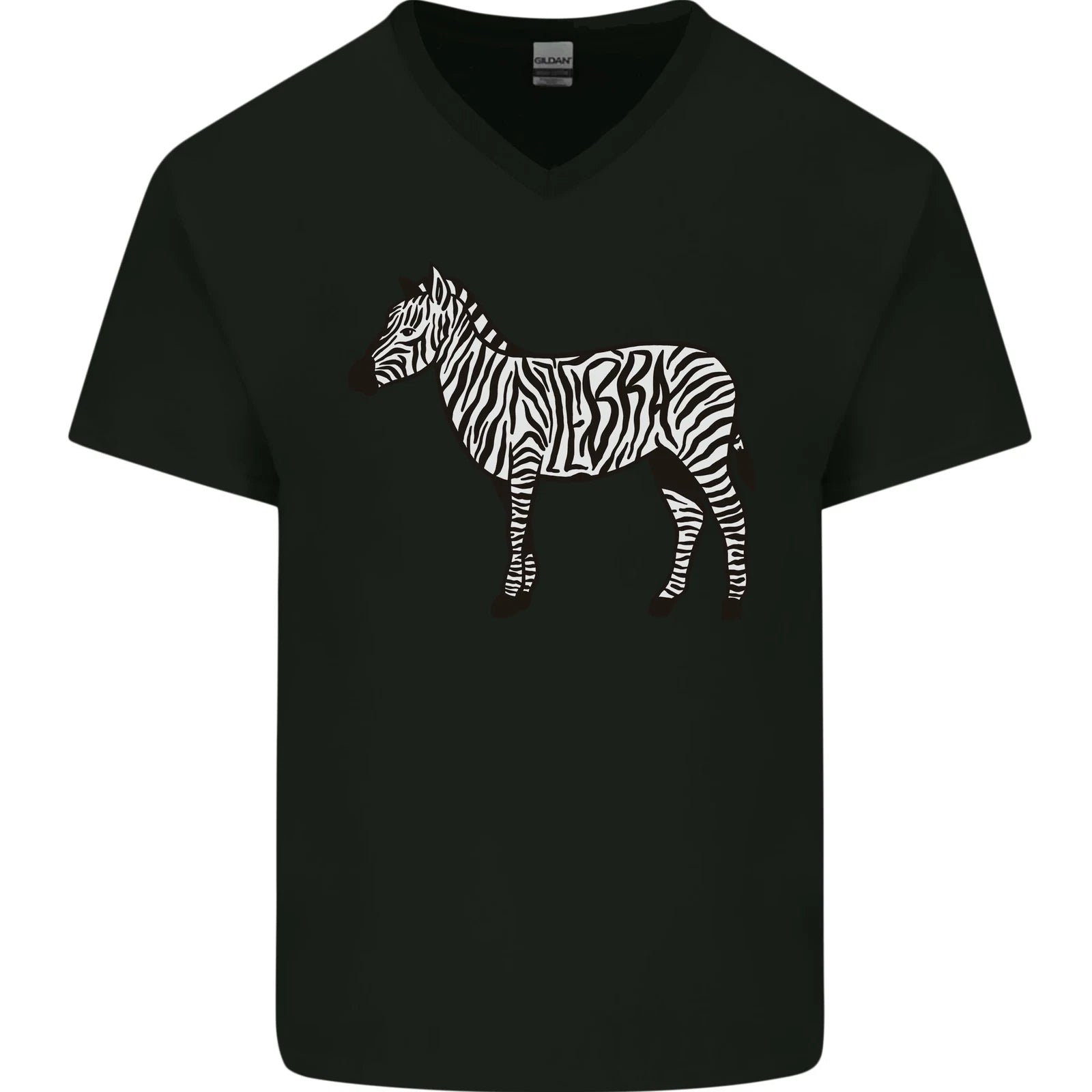 A Zebra Mens V-Neck Cotton T-Shirt