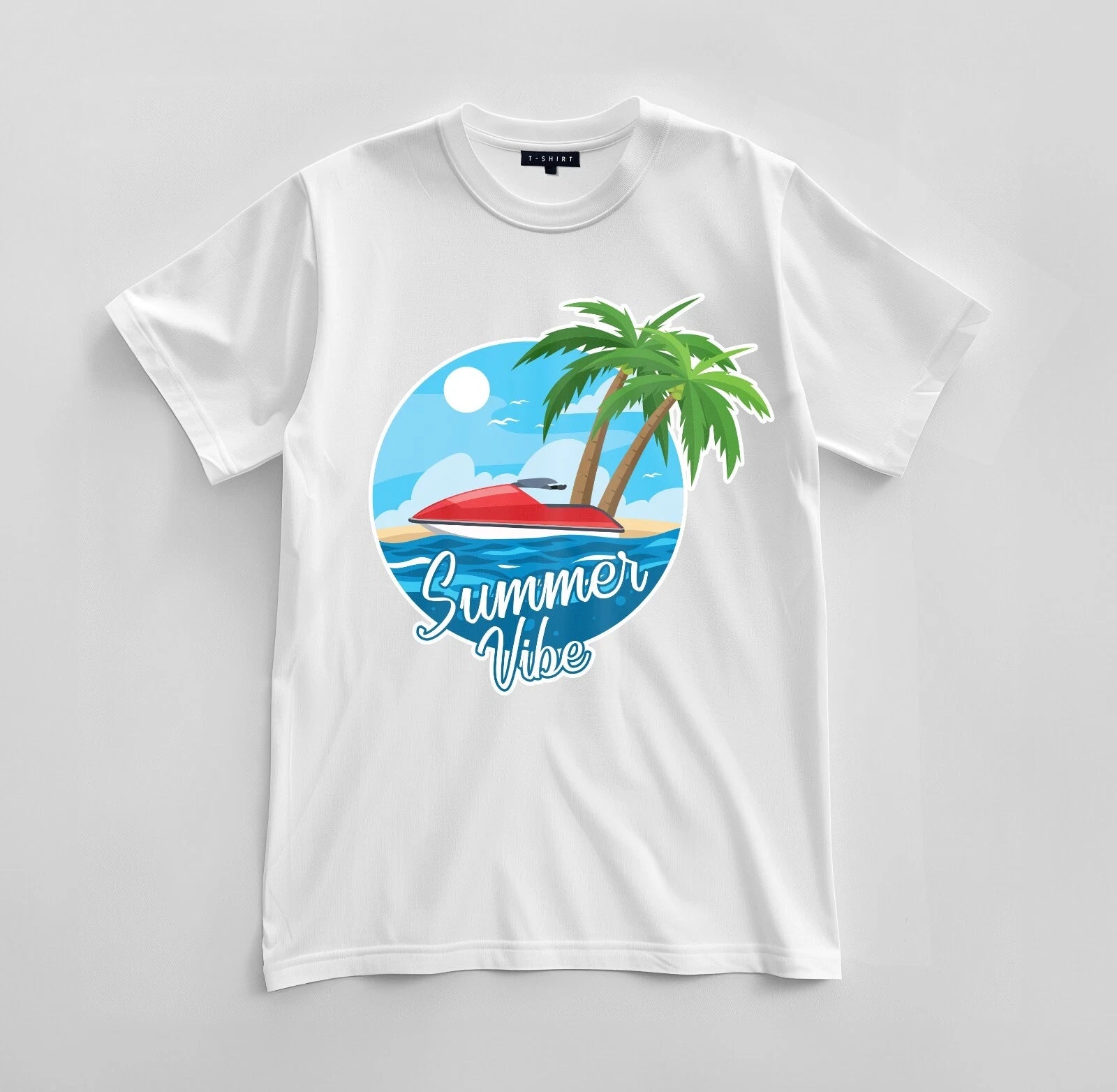 Custom Summer Vibes Graphic T-shirt Design Unisex Jersey Short Sleeve Tee