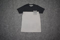 Pocket Shirt Adult Medium Gray Black Colorblock Short Sleeve Casual Mens