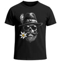 Men's Oktoberfest Skull T-Shirt with Costume Hat & Edelweiss Fun Shirt