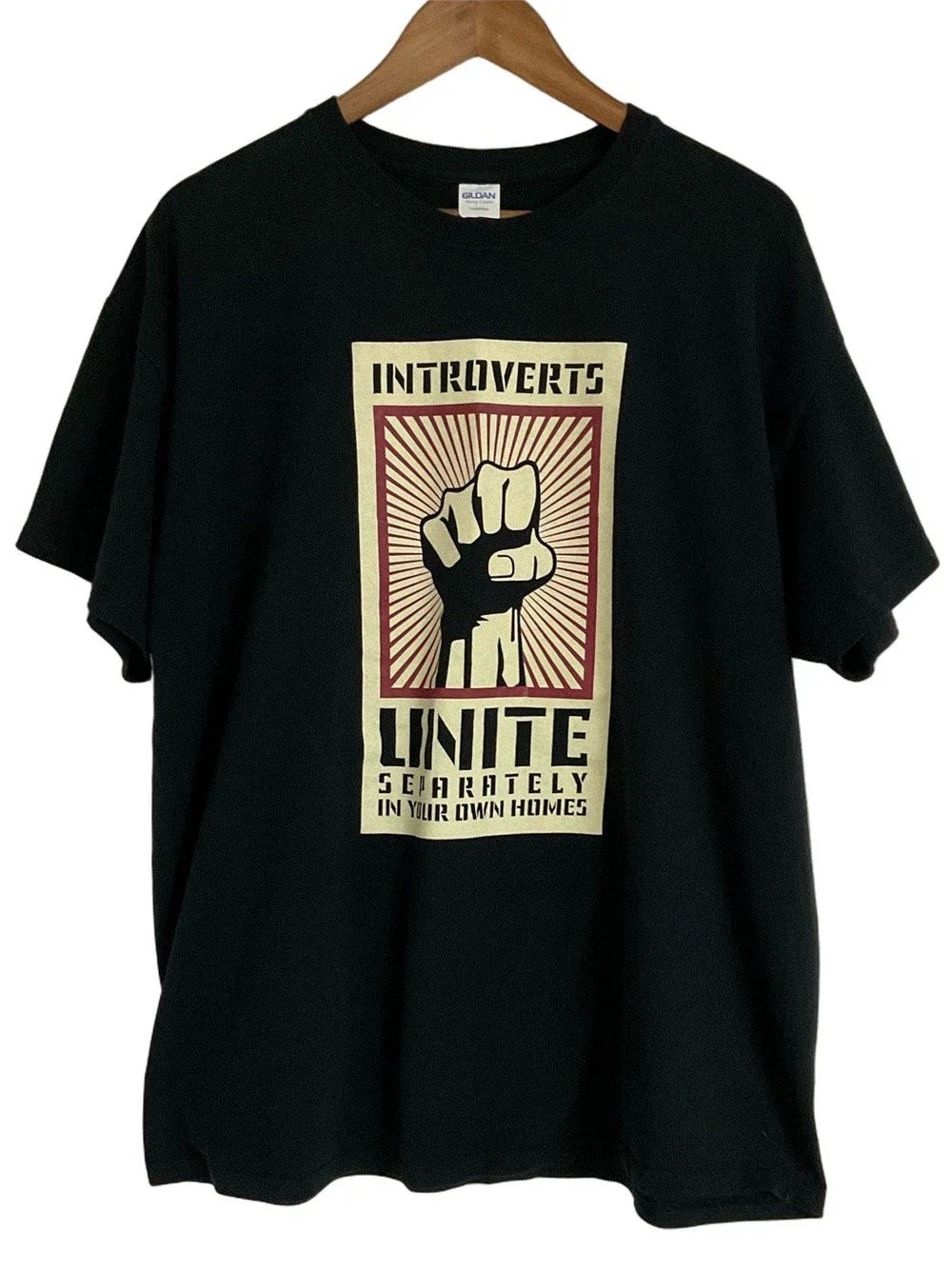 Gildan Black Short-Sleeve 'Introverts Unite' Graphic Tee Men’s Size XL
