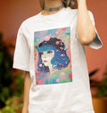 Blue Hair Woman T shirt - Cute Girl - Psychedelic - Vintage %100 Cotton