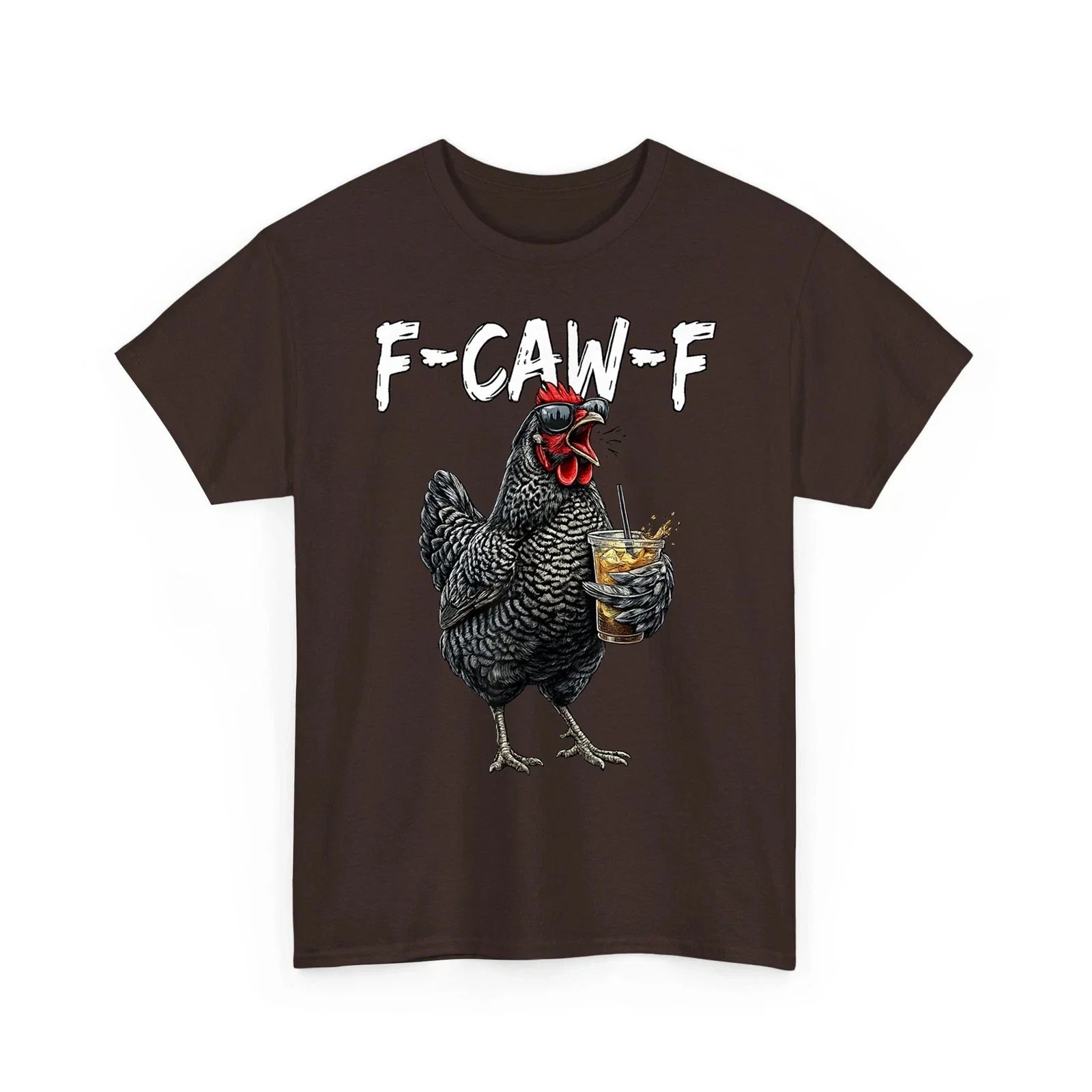 Vintage Rooster F Caw F Coffee Drinker Sarcastic Humor Rooster Meme T-Shirt