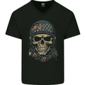 American Skull USA Mens V-Neck Cotton T-Shirt