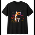 Double Exposure Syrian Hamster Under the Stars Cute Mens T-Shirt Black Kawaii