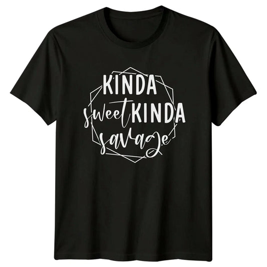 Kinda Sweet Kinda Savage Sarcastic Quote Graphic Adult T-Shirt