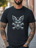 Geometric Skull Bunny T-Shirt Dark Gothic Crossbones Design Edgy Streetwear Tee