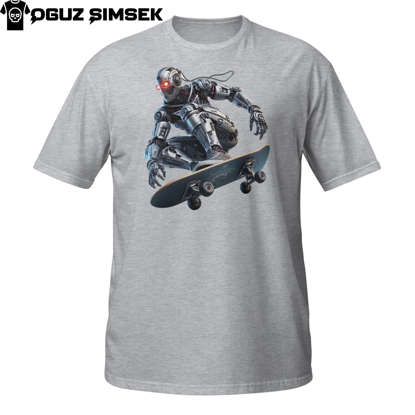 Unisex Short-Sleeve Robot Skateboarder Graphic T-Shirt | Urban Streetwear Tee