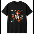 Graphic Puppy in Autumn Dog Cute Mens T-Shirt Black 100% Cotton Kawaii Adults