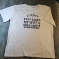 Funny  My Wifes Arm Candy Men's 2XL Gray Graphic T Shirt  Husband Tee Sarcastic