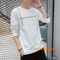Men's Spring Long Sleeve Crewneck Cotton Fashion Casual Solid Color T-shirt Top