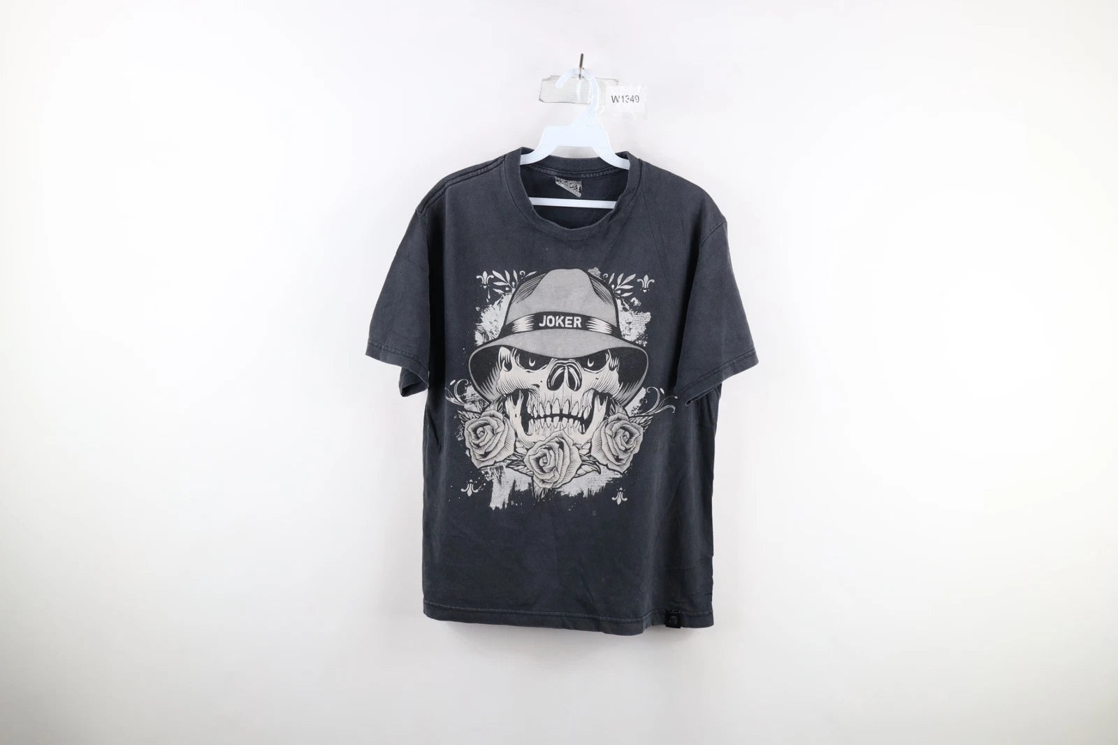 Vtg Streetwear Mens Medium Distressed Spell Out Joker Skull MMA Fighting T-Shirt