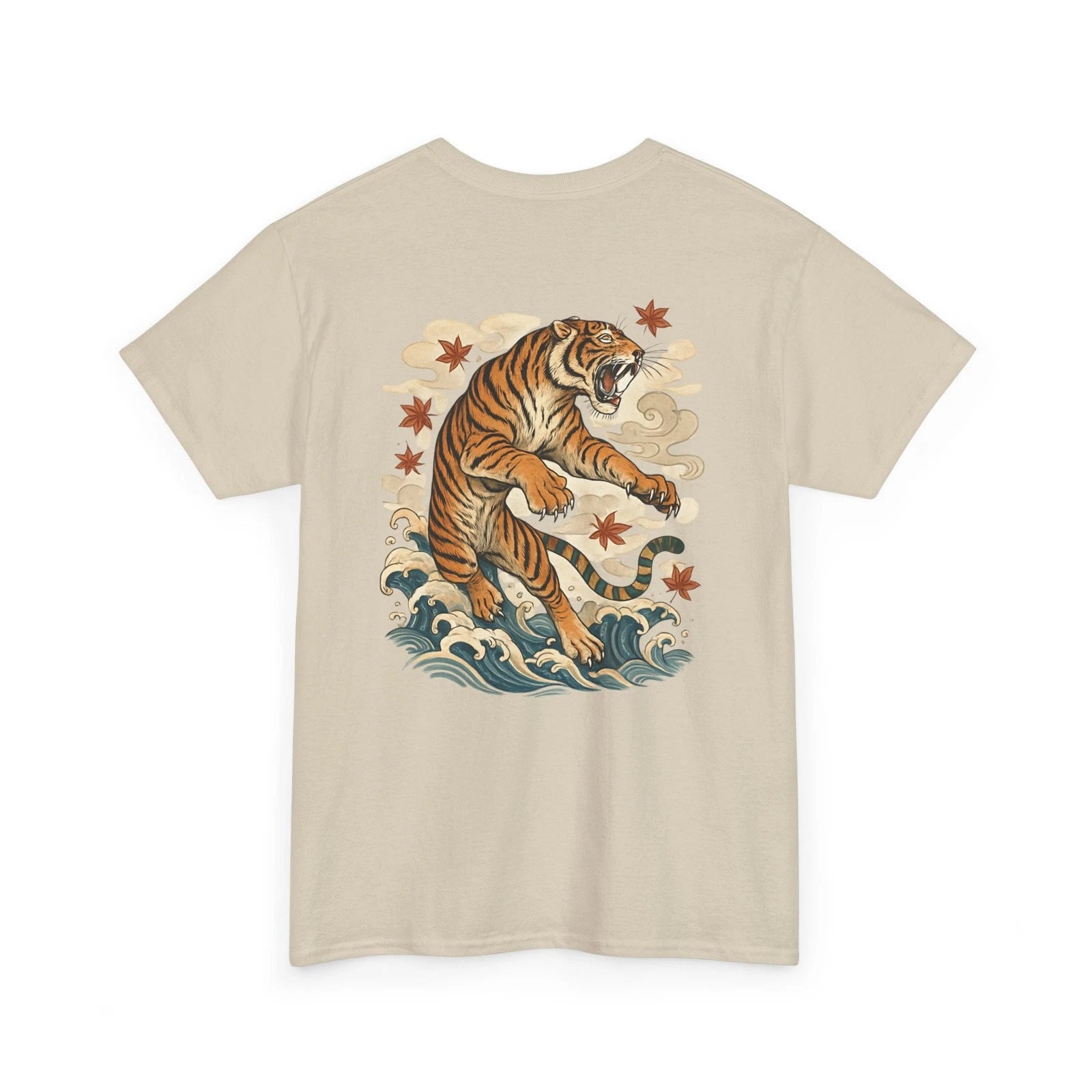 Roaring Tiger Illustration Tee | Japanese Wave Tattoo Style