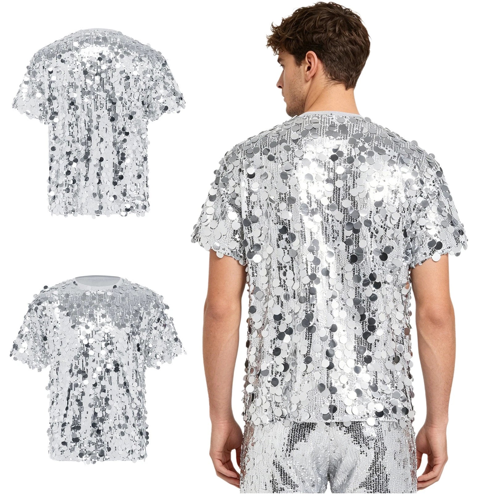 Men Dance Top Daily Wear Tee Crew Neck T-shirt With Fully Lining Allover Summer